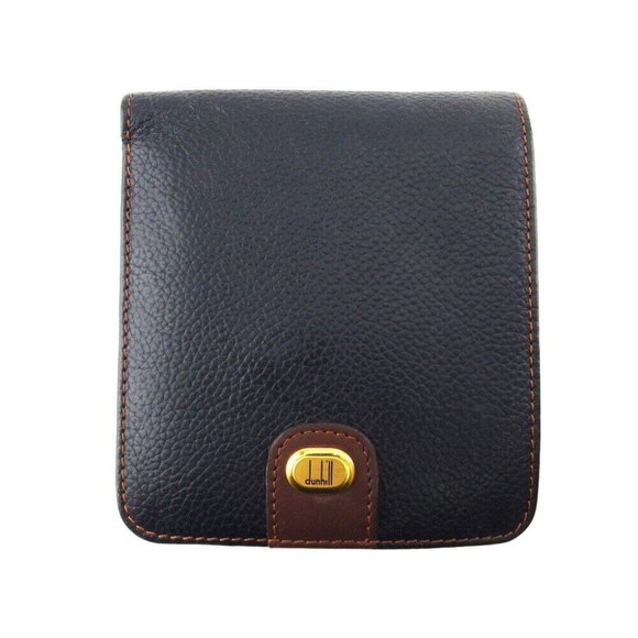 DUNHILL Bi -fold Wallet Logo Plate Leather Authentic
